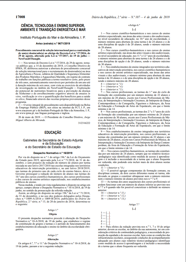 Despacho Normativo N.º 16/2019 - Diário Da República N.º 107/2019 ...